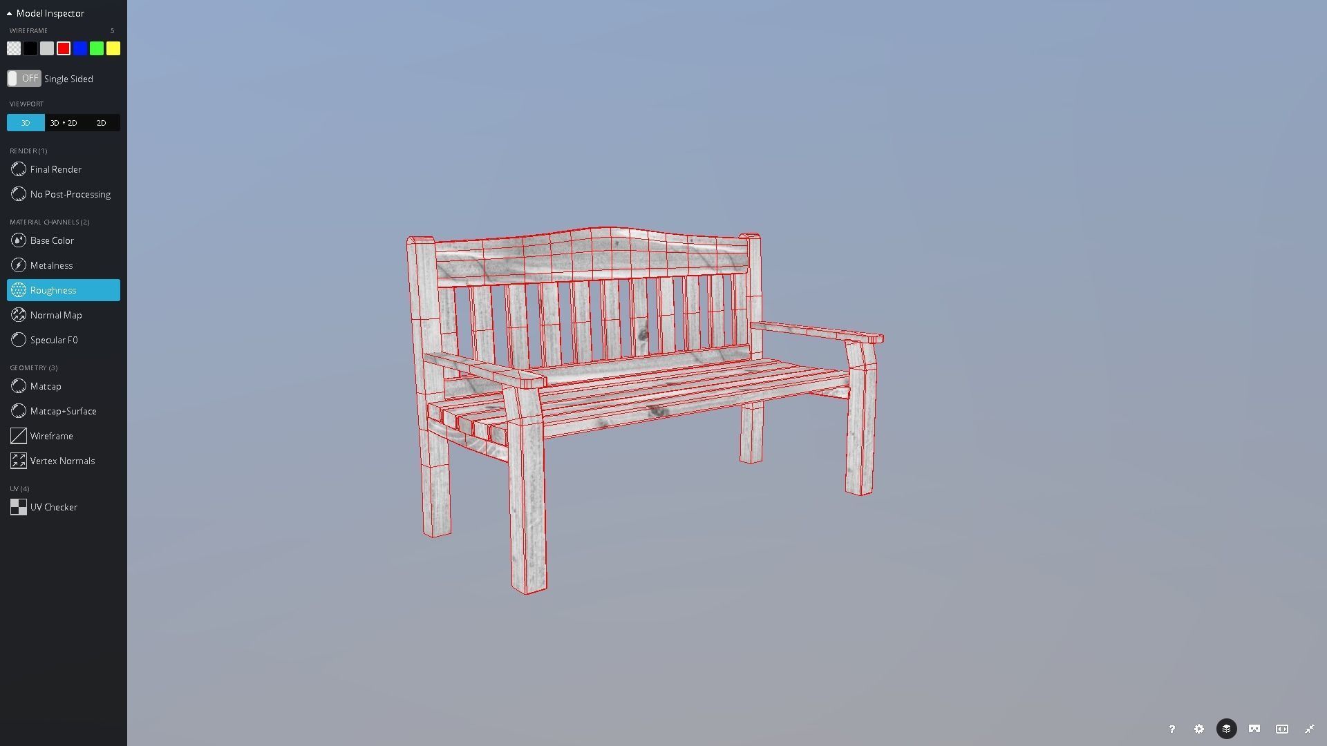 Garden Bench Low-poly 3D model_5