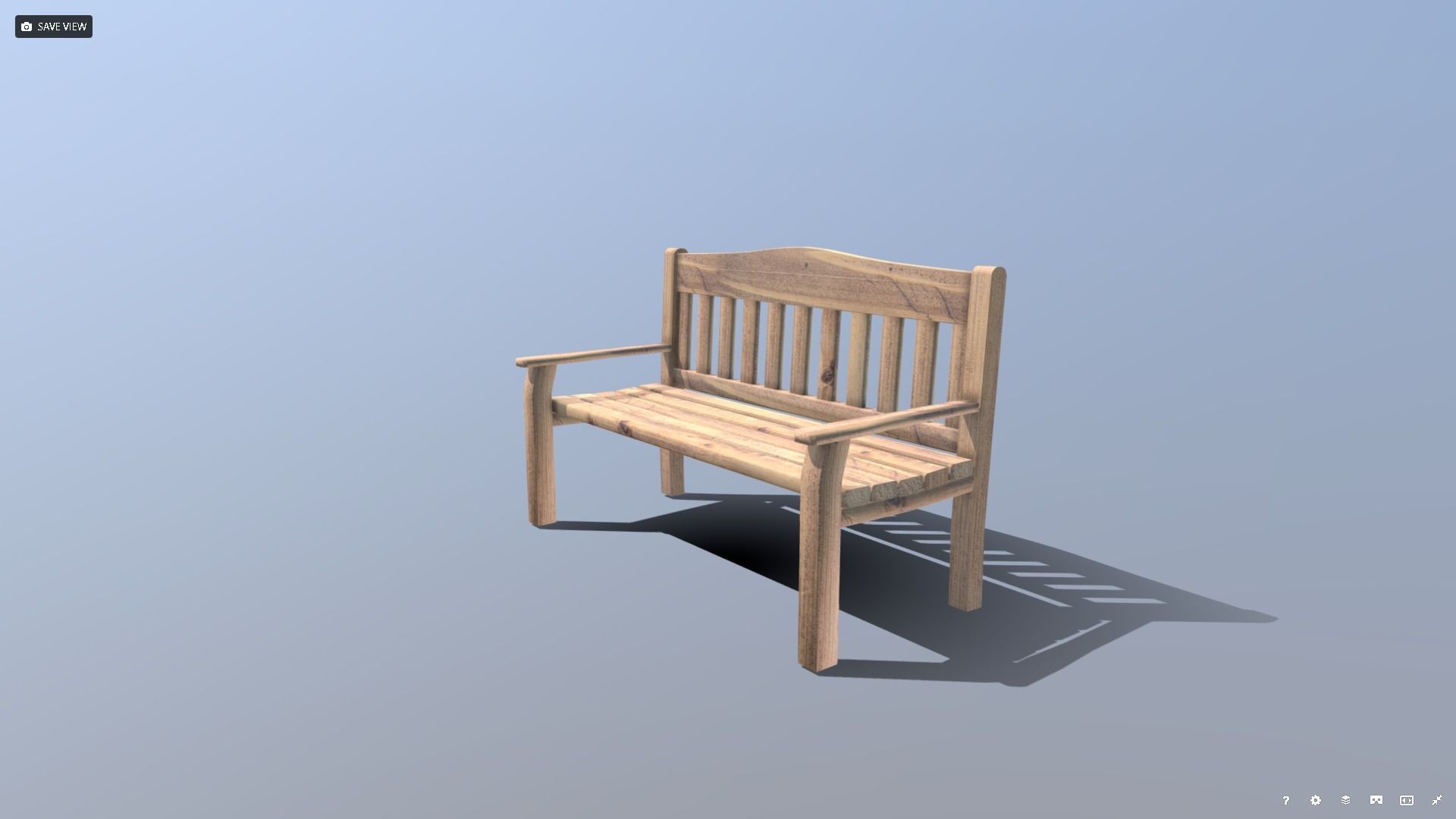 Garden Bench Low-poly 3D model_6