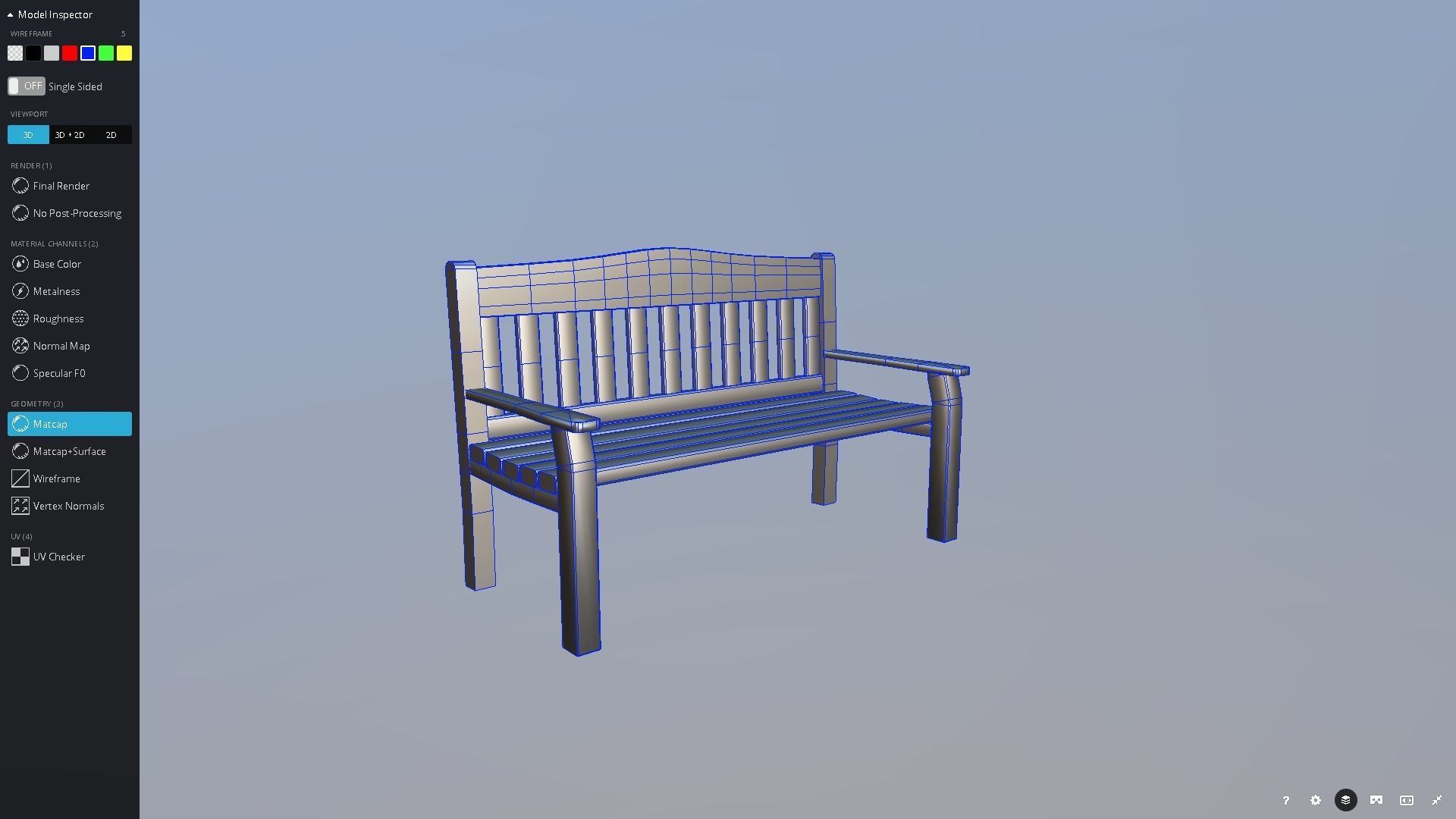 Garden Bench Low-poly 3D model_2
