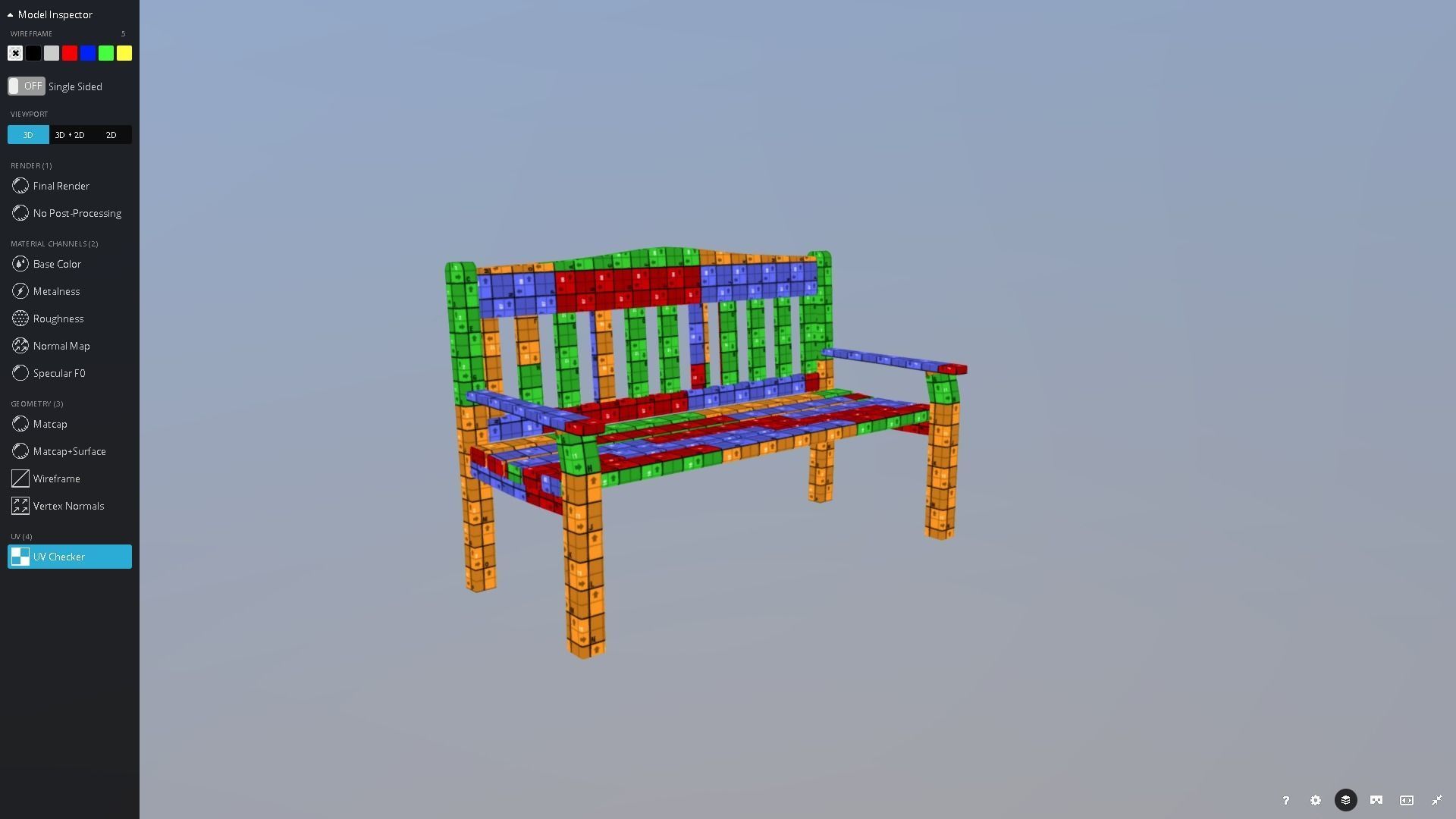 Garden Bench Low-poly 3D model_11