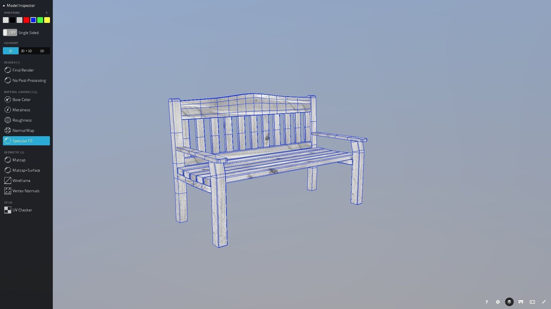Garden Bench Low-poly 3D model_3