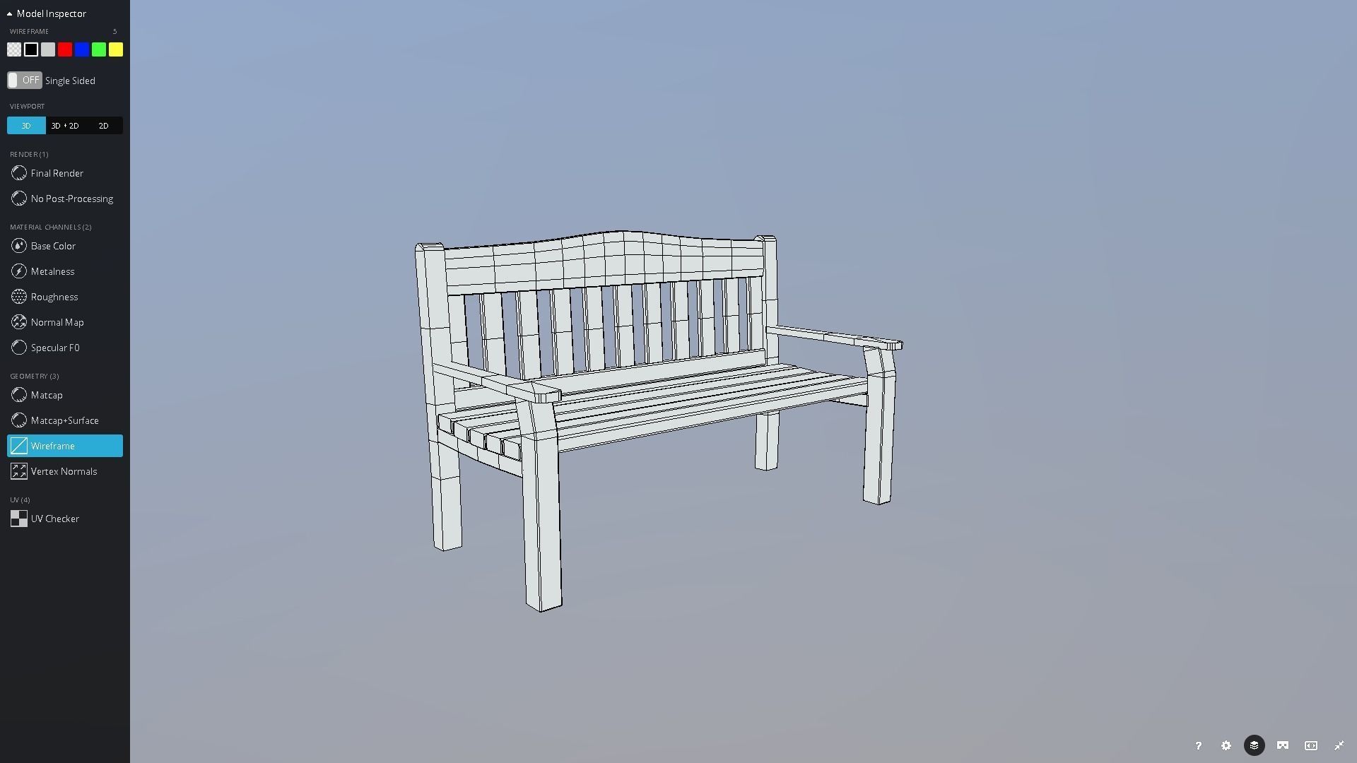 Garden Bench Low-poly 3D model_12