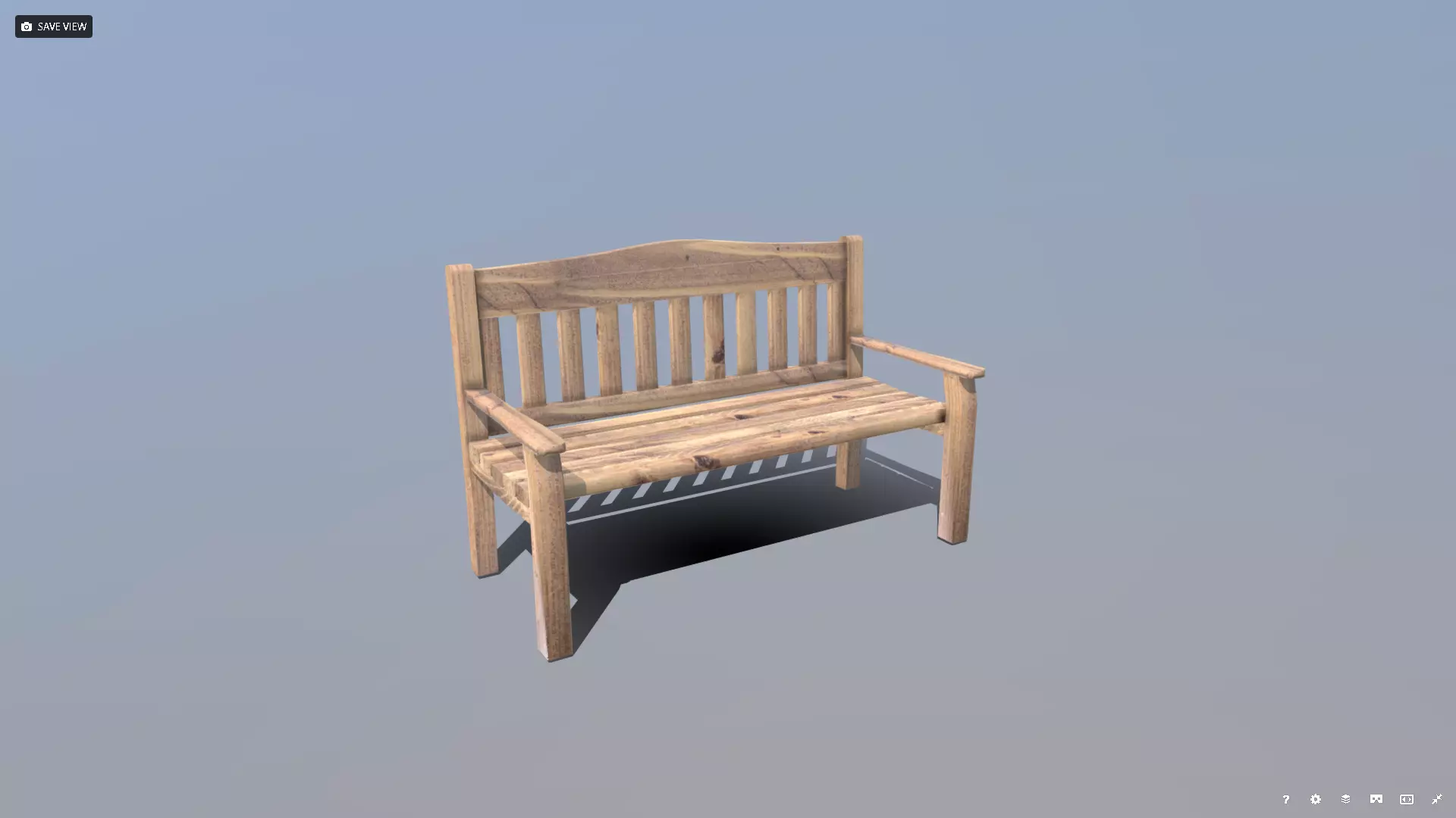 Garden Bench Low-poly 3D model_0