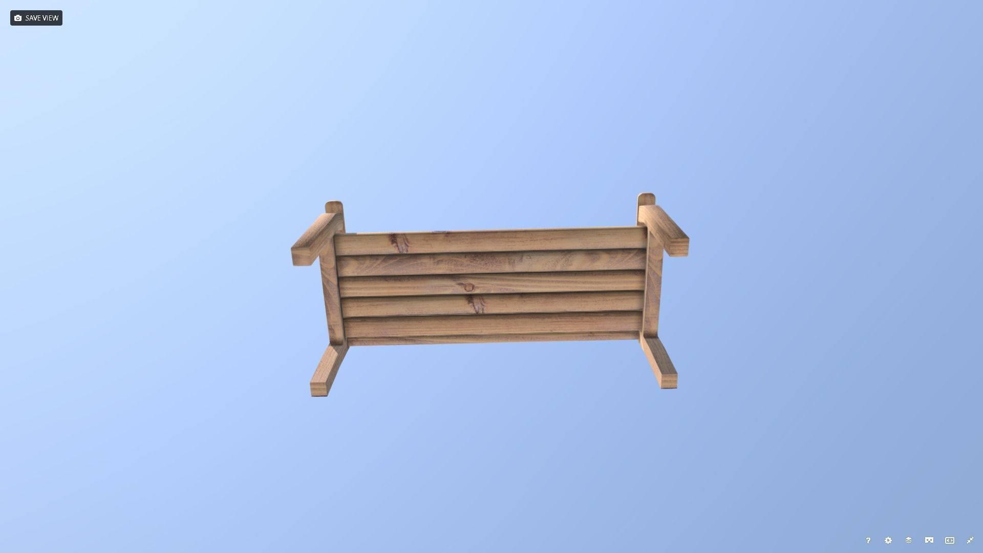 Garden Bench Low-poly 3D model_10