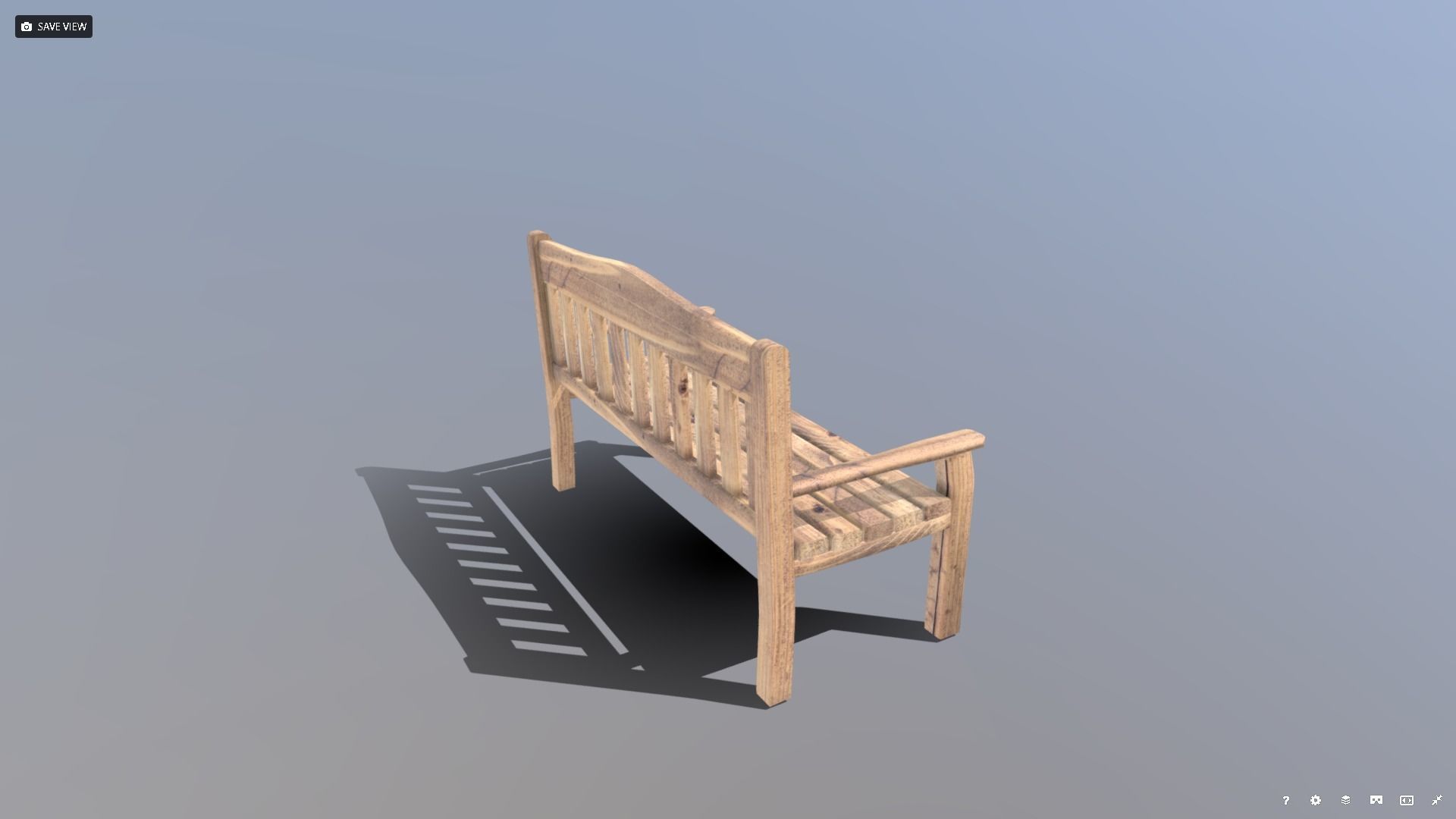 Garden Bench Low-poly 3D model_8