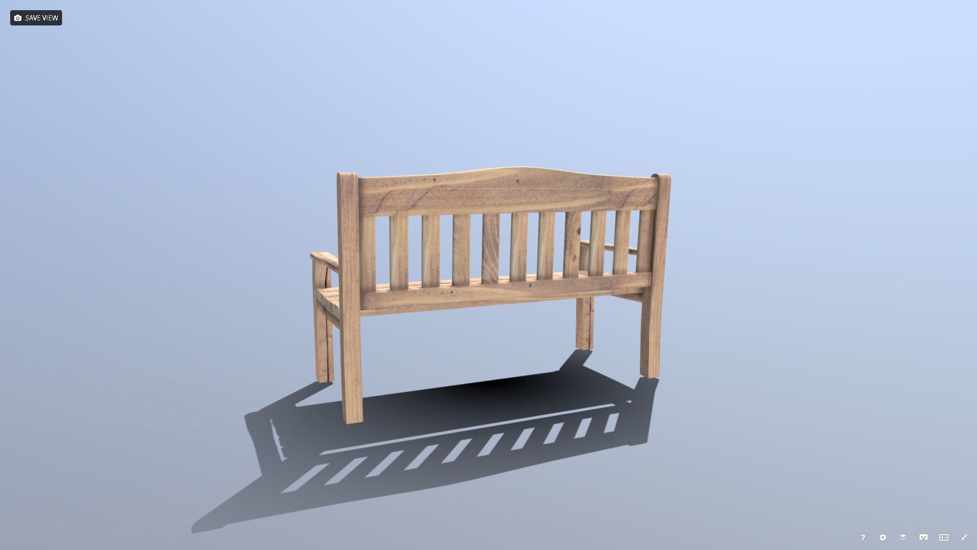 Garden Bench Low-poly 3D model_7