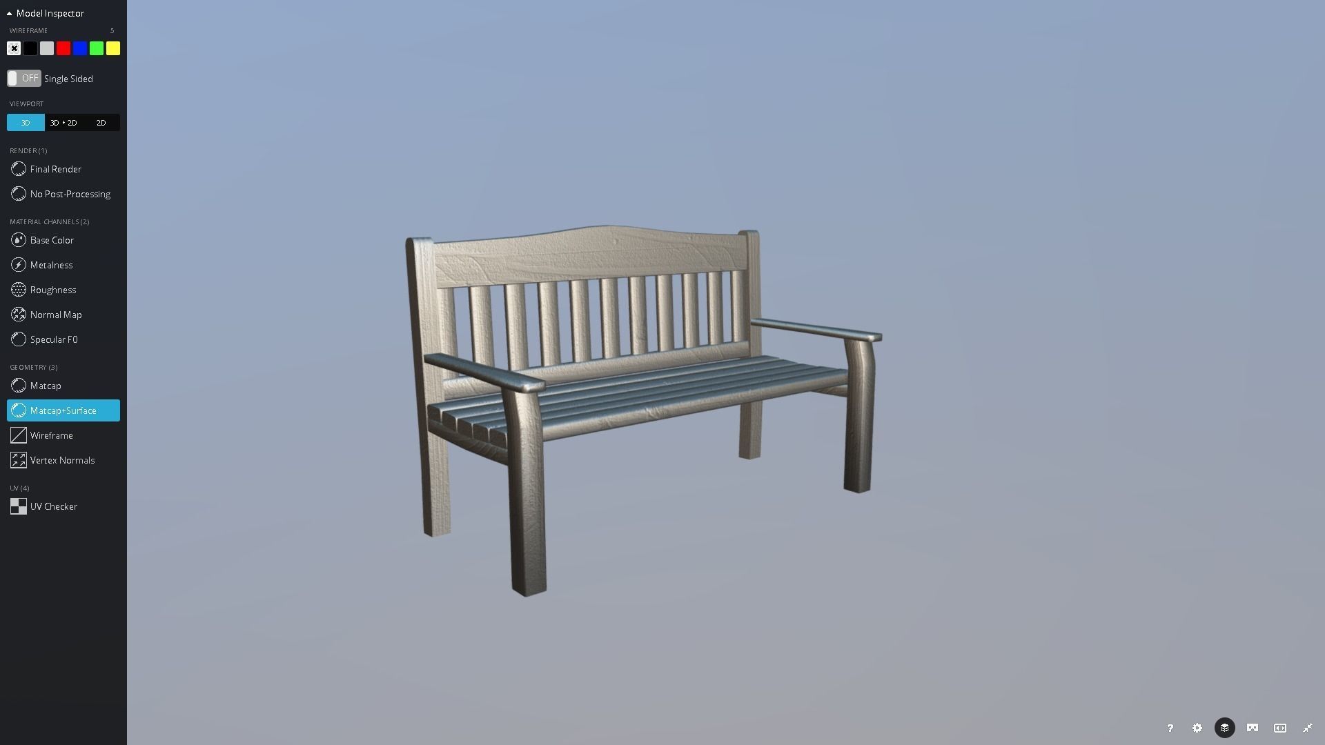 Garden Bench Low-poly 3D model_13