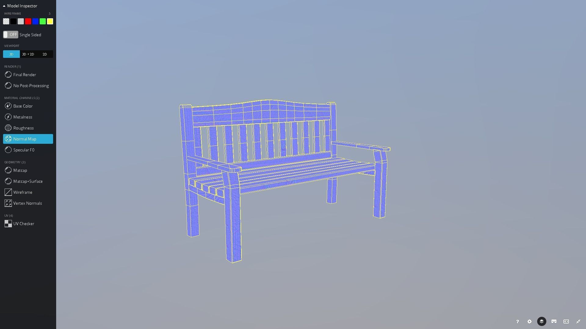 Garden Bench Low-poly 3D model_4