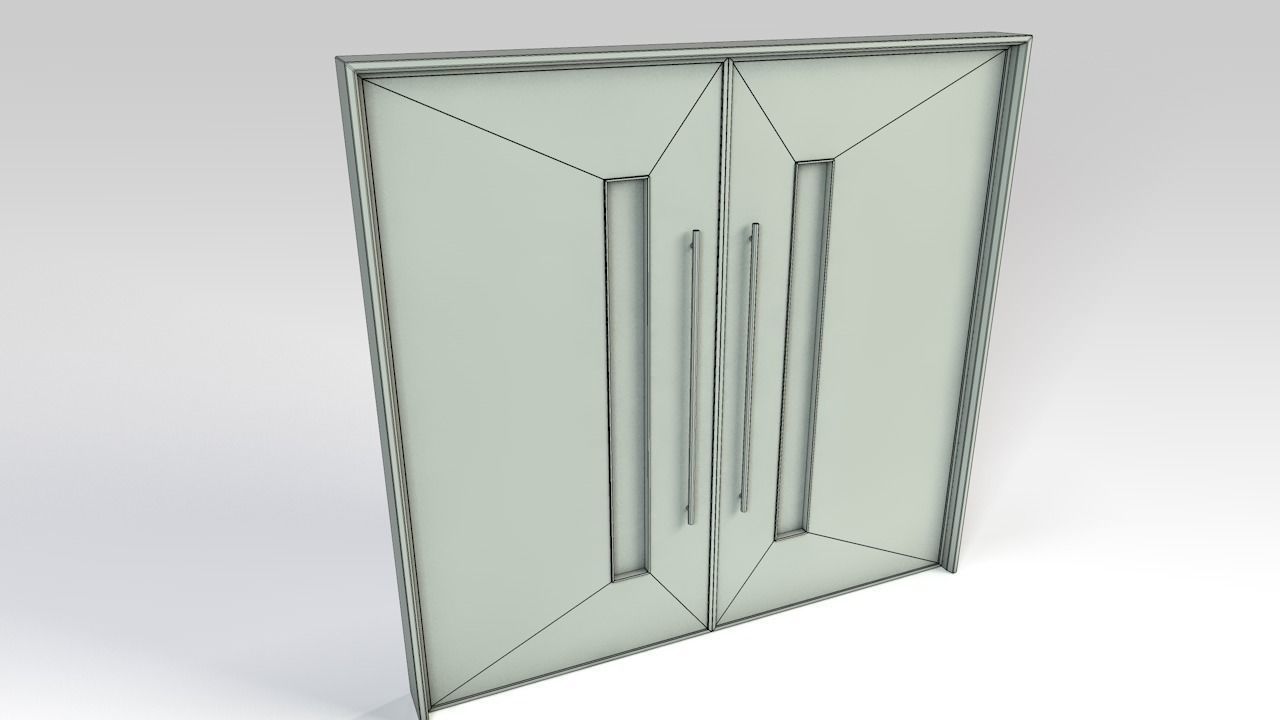 Modern Double Door  3D model_3
