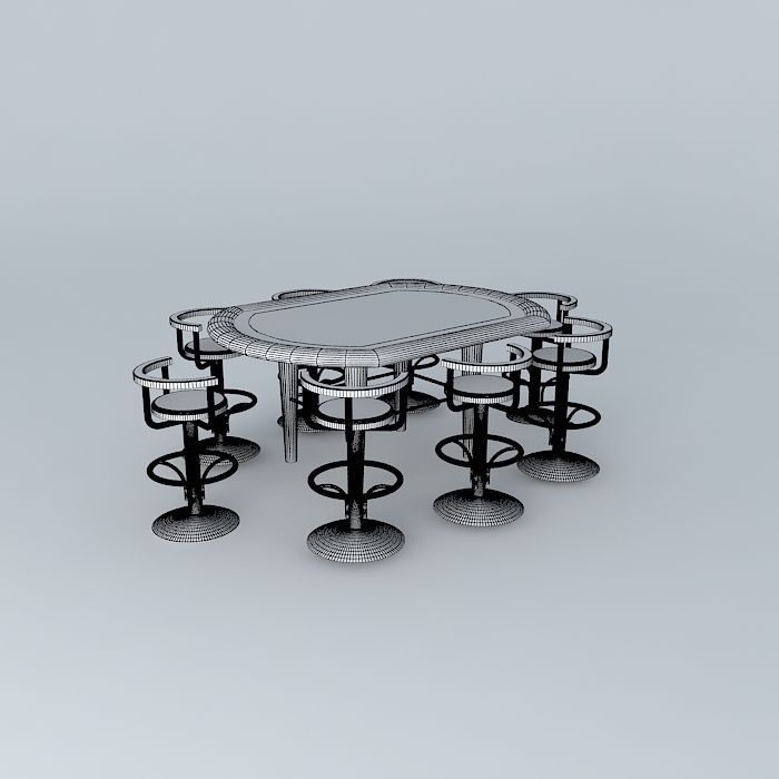 Texas Holdem Poker Table 3D model_4