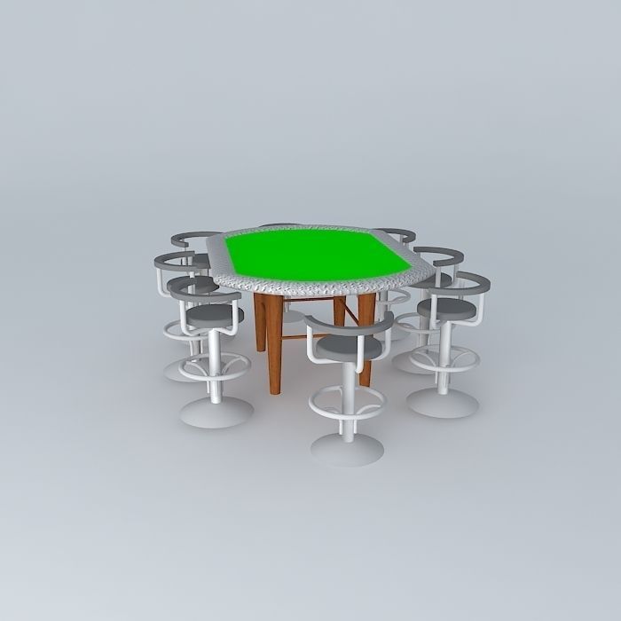 Texas Holdem Poker Table 3D model_2