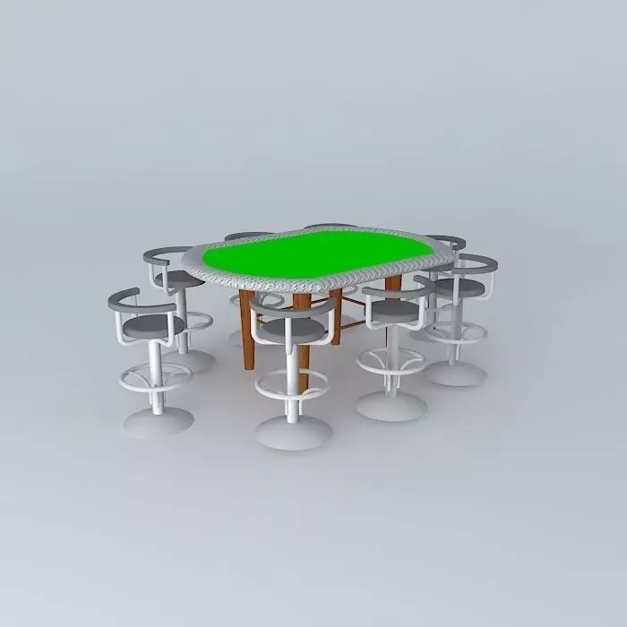 Texas Holdem Poker Table 3D model_0