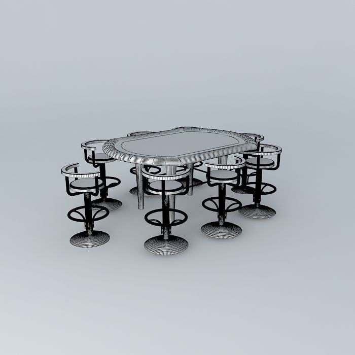 Texas Holdem Poker Table 3D model_3