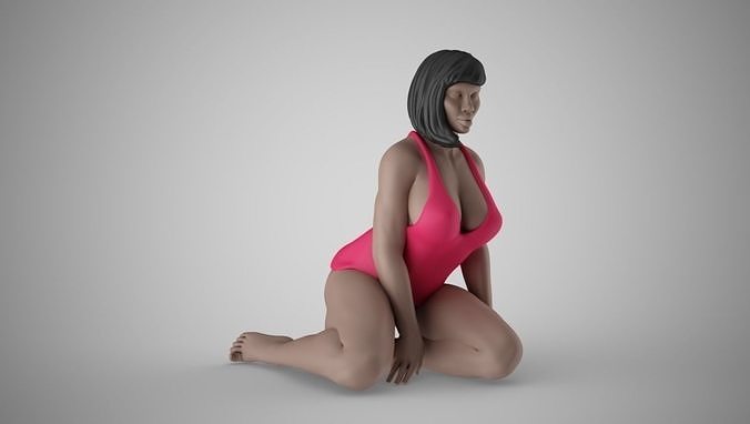 Woman Sitting on Knees 3D print model