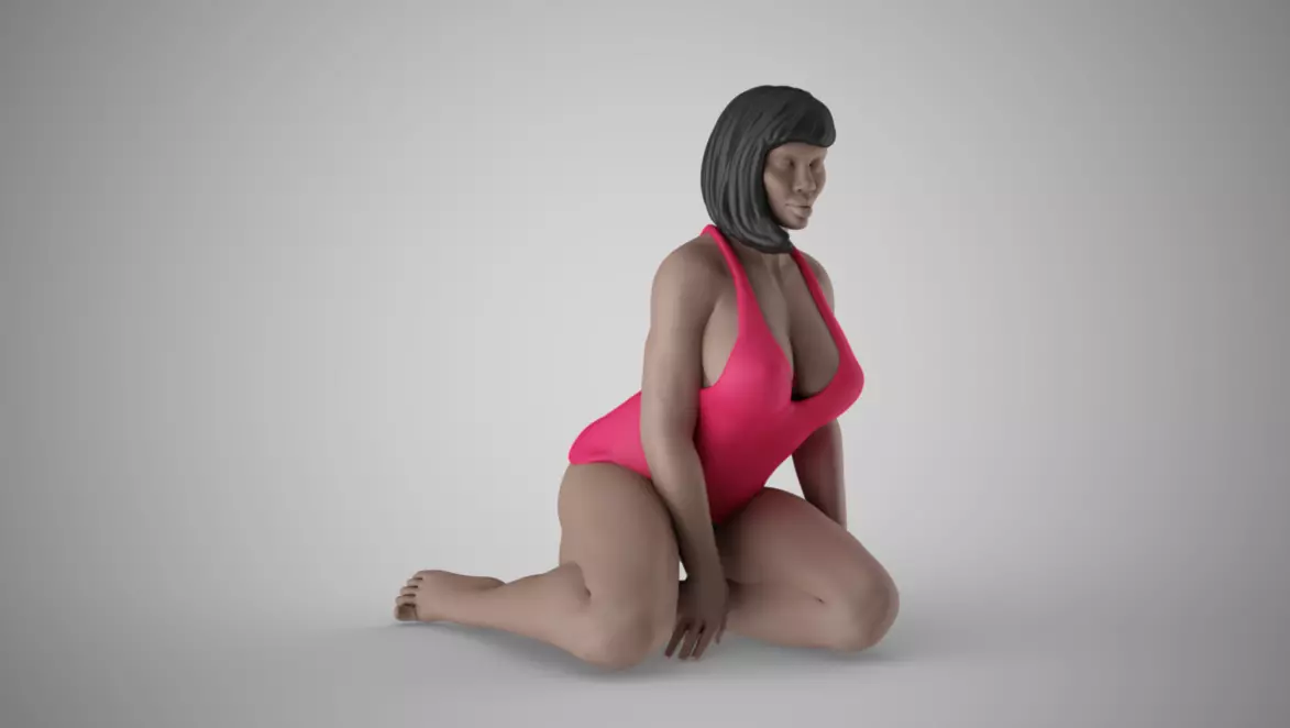 Woman Sitting on Knees 3D print model_0