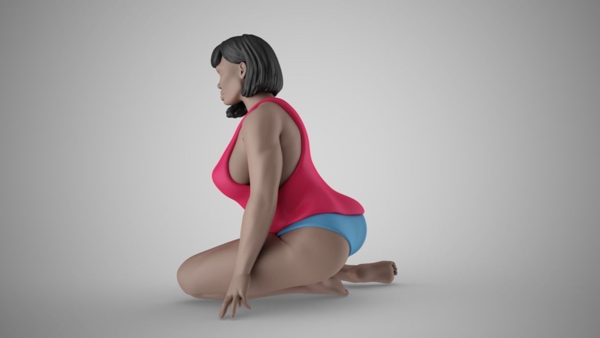 Woman Sitting on Knees 3D print model_6