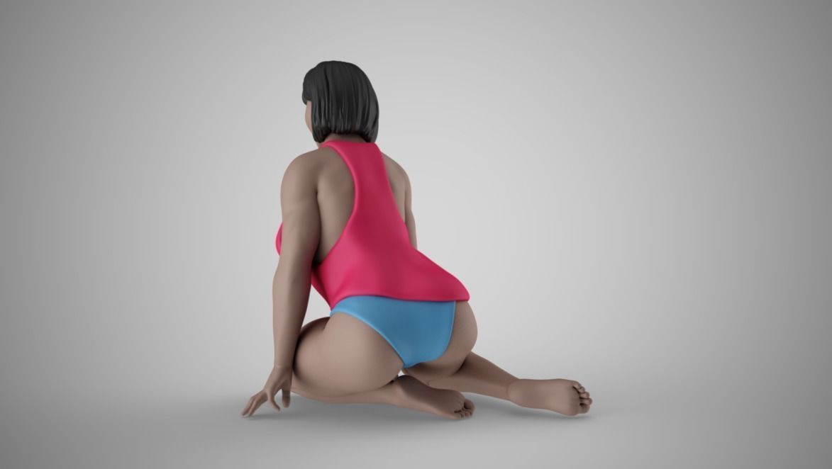 Woman Sitting on Knees 3D print model_7