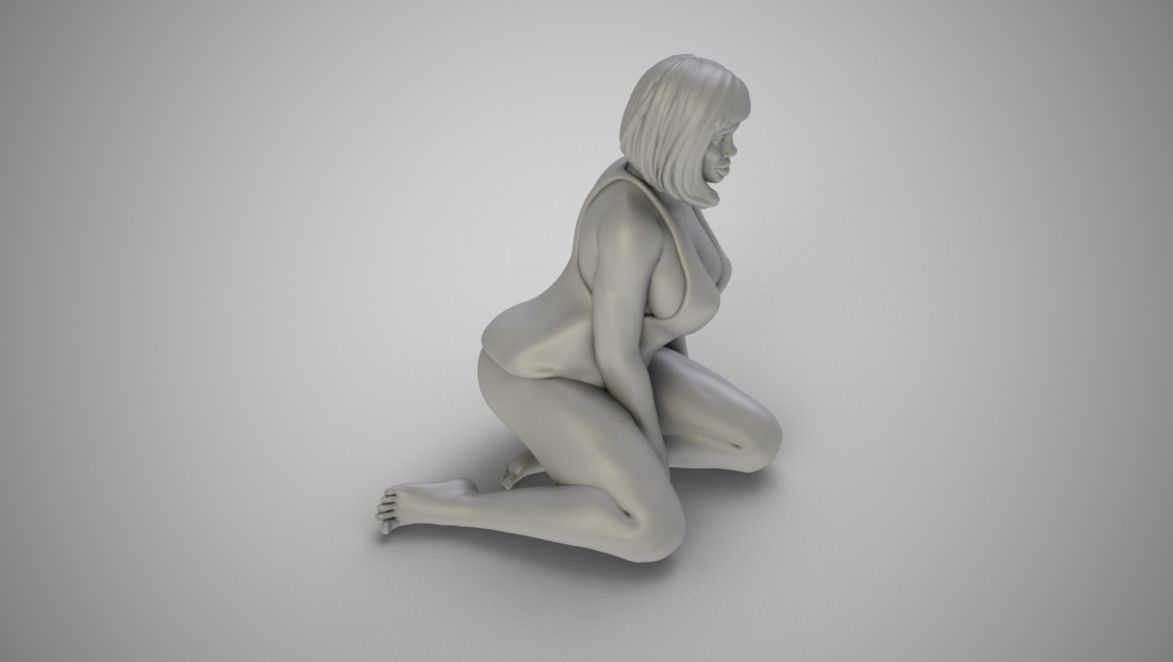 Woman Sitting on Knees 3D print model_3