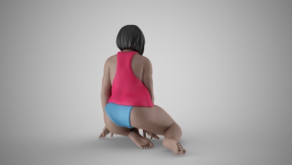 Woman Sitting on Knees 3D print model_8