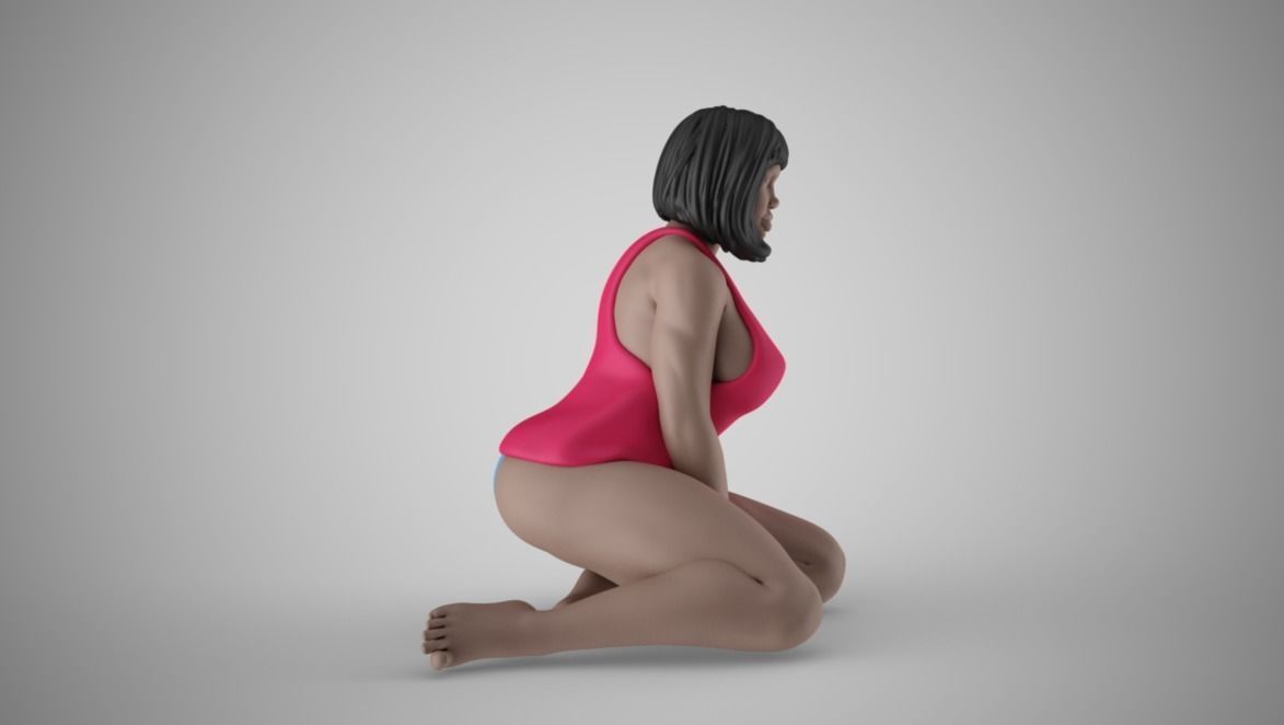 Woman Sitting on Knees 3D print model_10