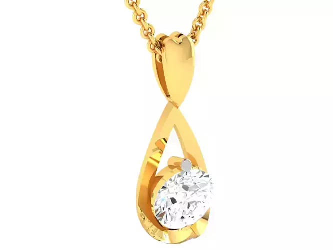 Women solitaire pendant 3dm render detail 