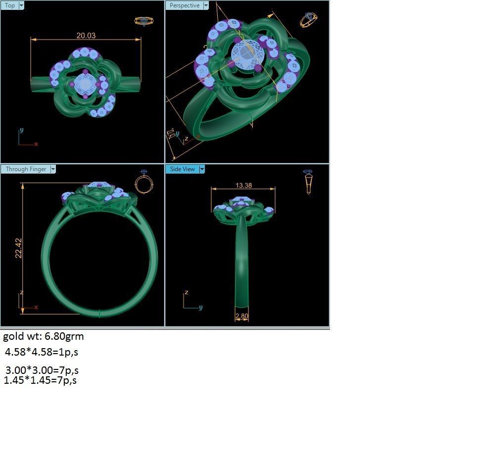 Women solitaire ring 3dm render detail  3D print model_8