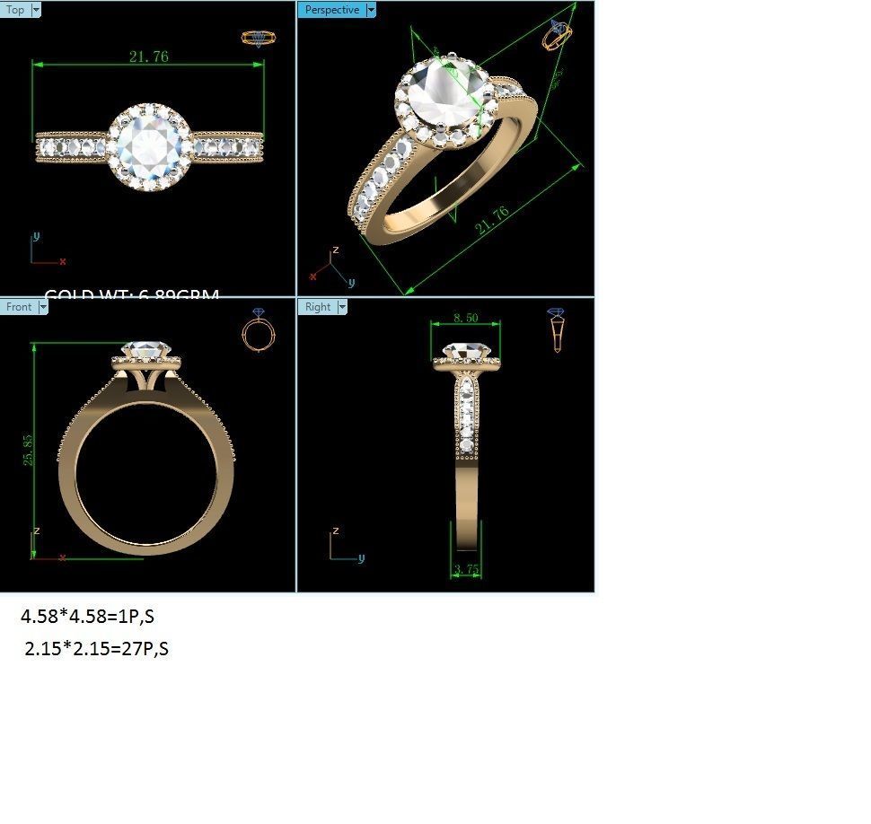 Women solitaire ring 3dm render detail 3D print model_8