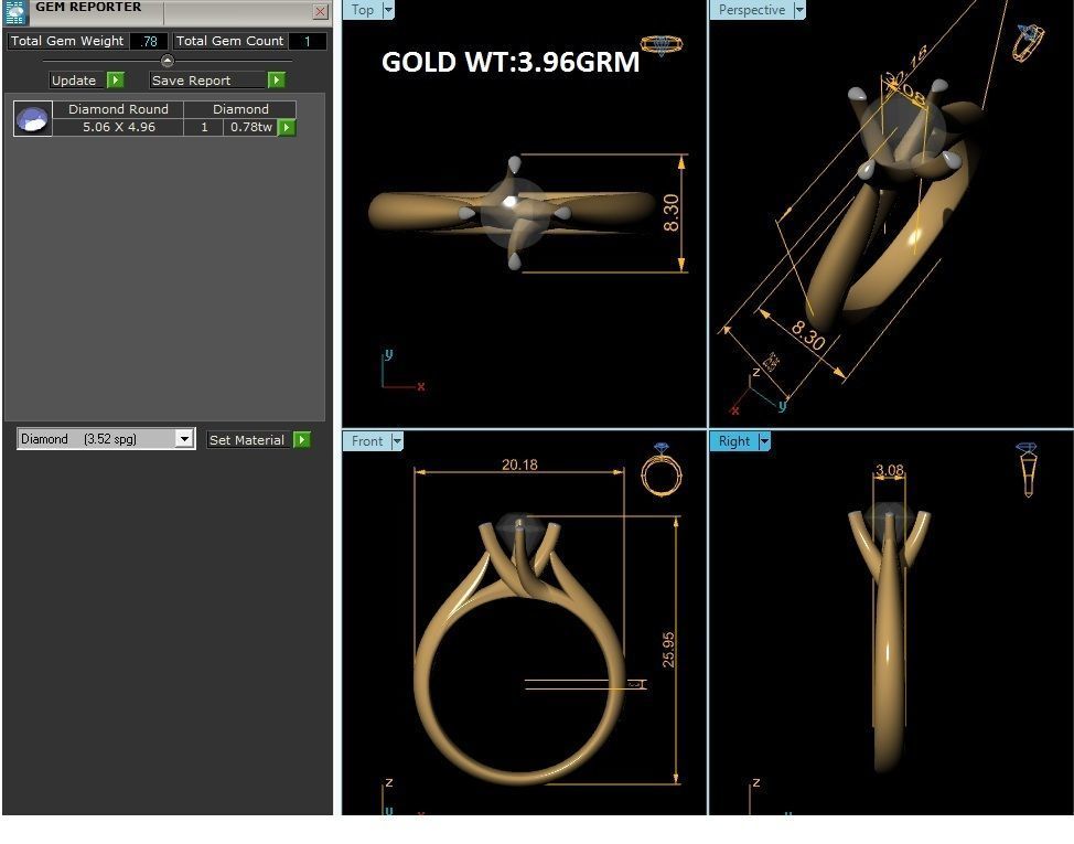 Women solitaire ring 3dm render detail  3D print model_8