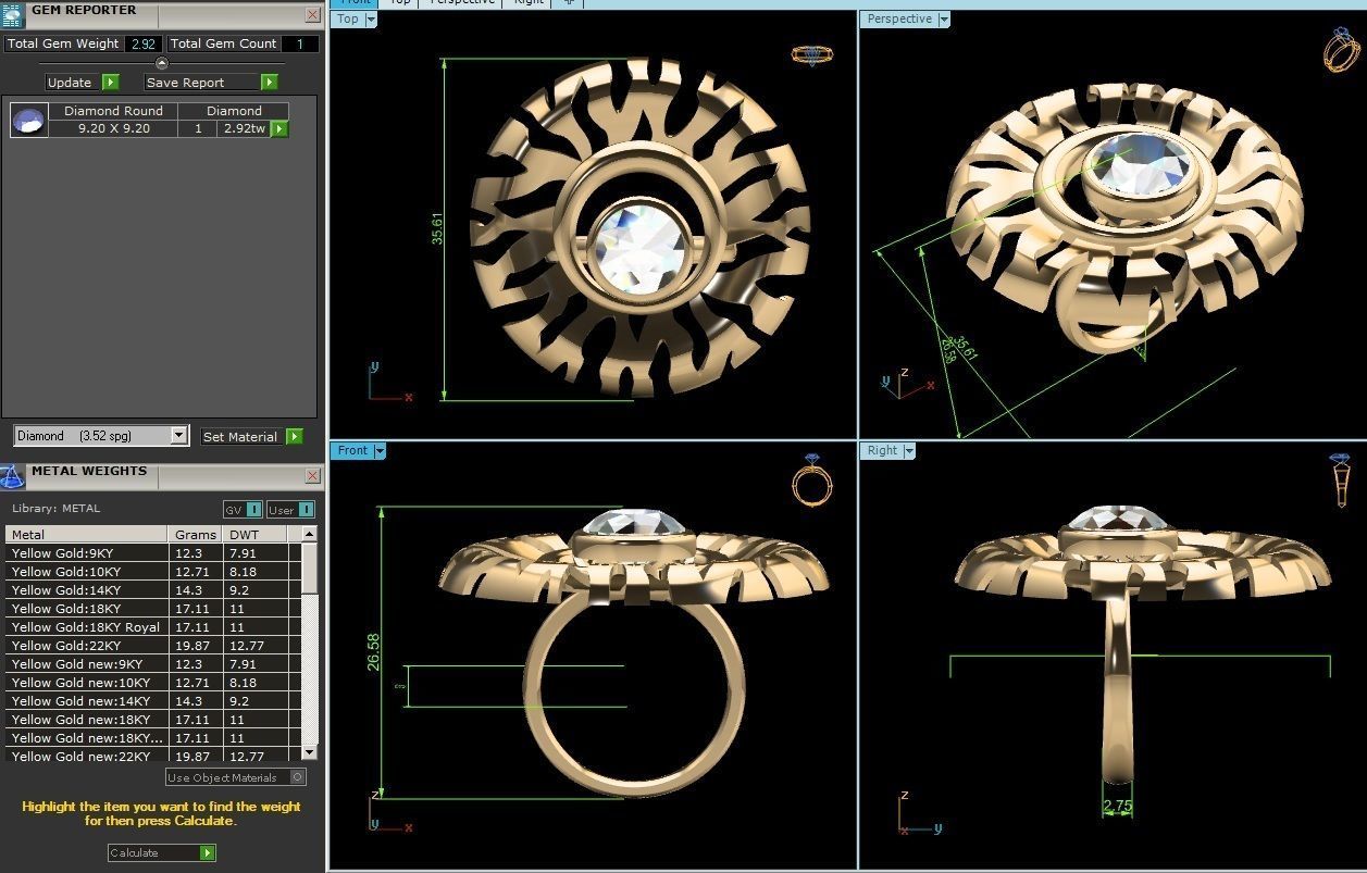Women solitaire ring 3dm render detail  3D print model_8