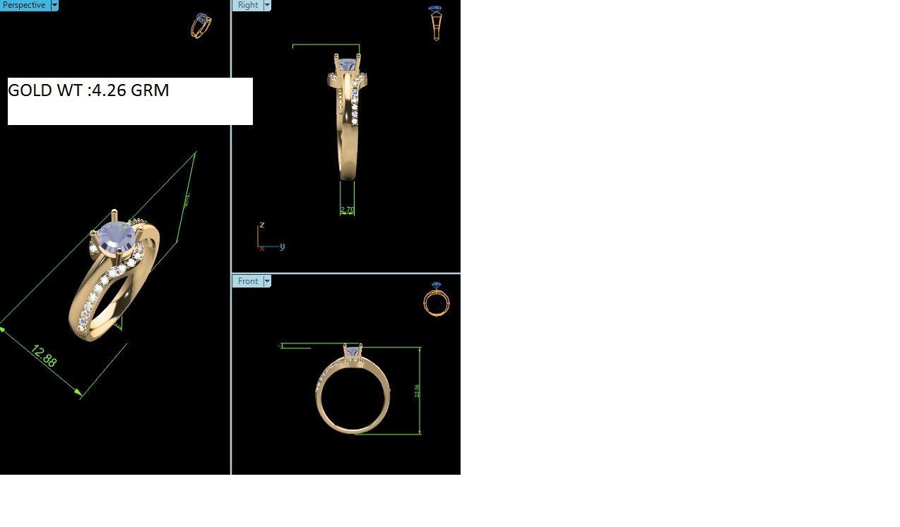 Women solitaire ring 3dm render detail  3D print model_6