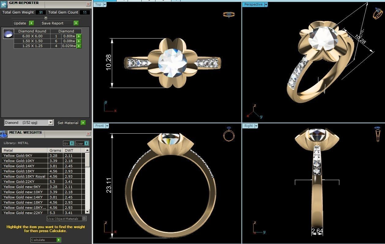 Women solitaire ring 3dm render detail  3D print model_8