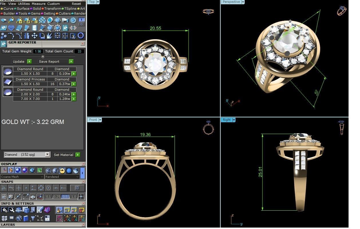 Women solitaire ring 3dm render detail  3D print model_8