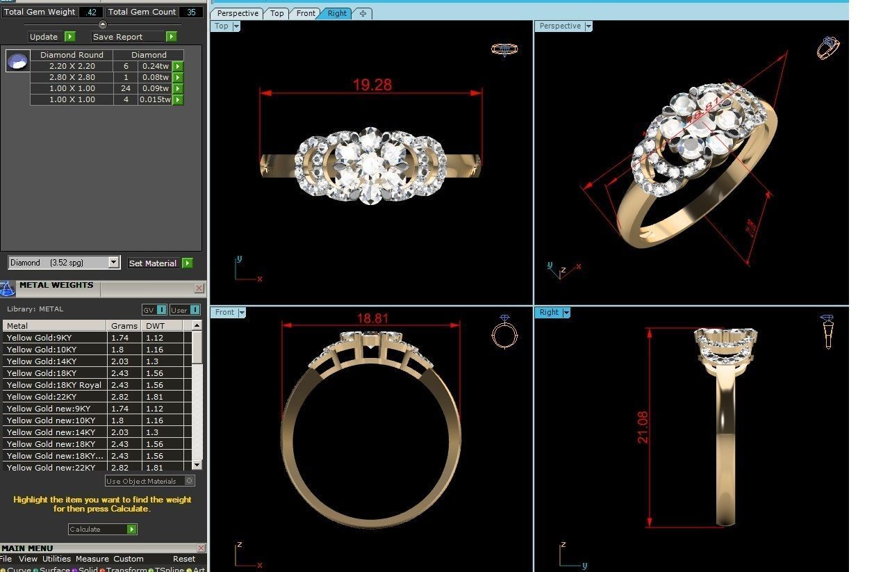 Women solitaire ring 3dm render detail 3D print model_8