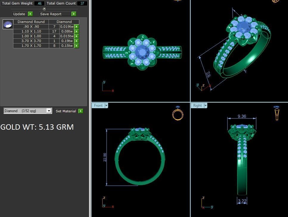 Women solitaire ring 3dm render detail  3D print model_8