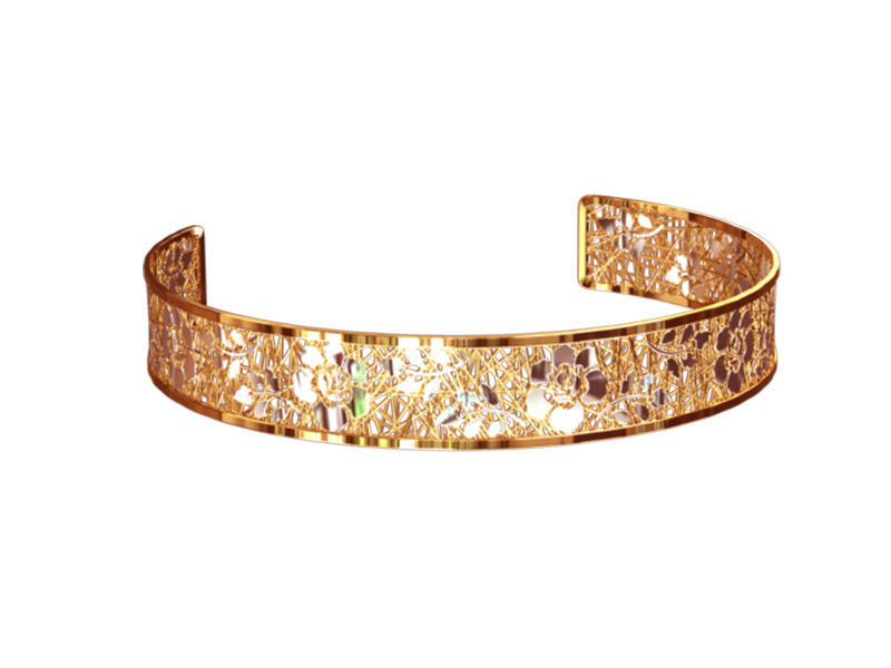 Thin cuff bracelet 3D print model_2