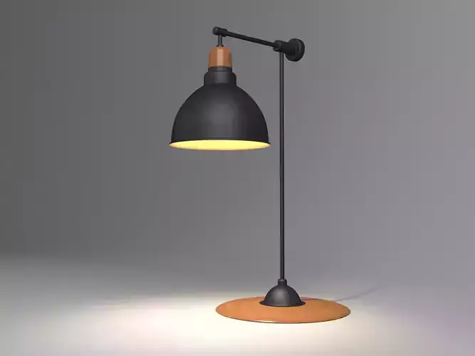 Anthracite Table Lamp With Wooden Detail