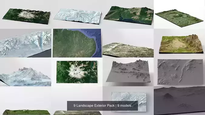 9 Landscape Exterior Pack 3D Model Collection