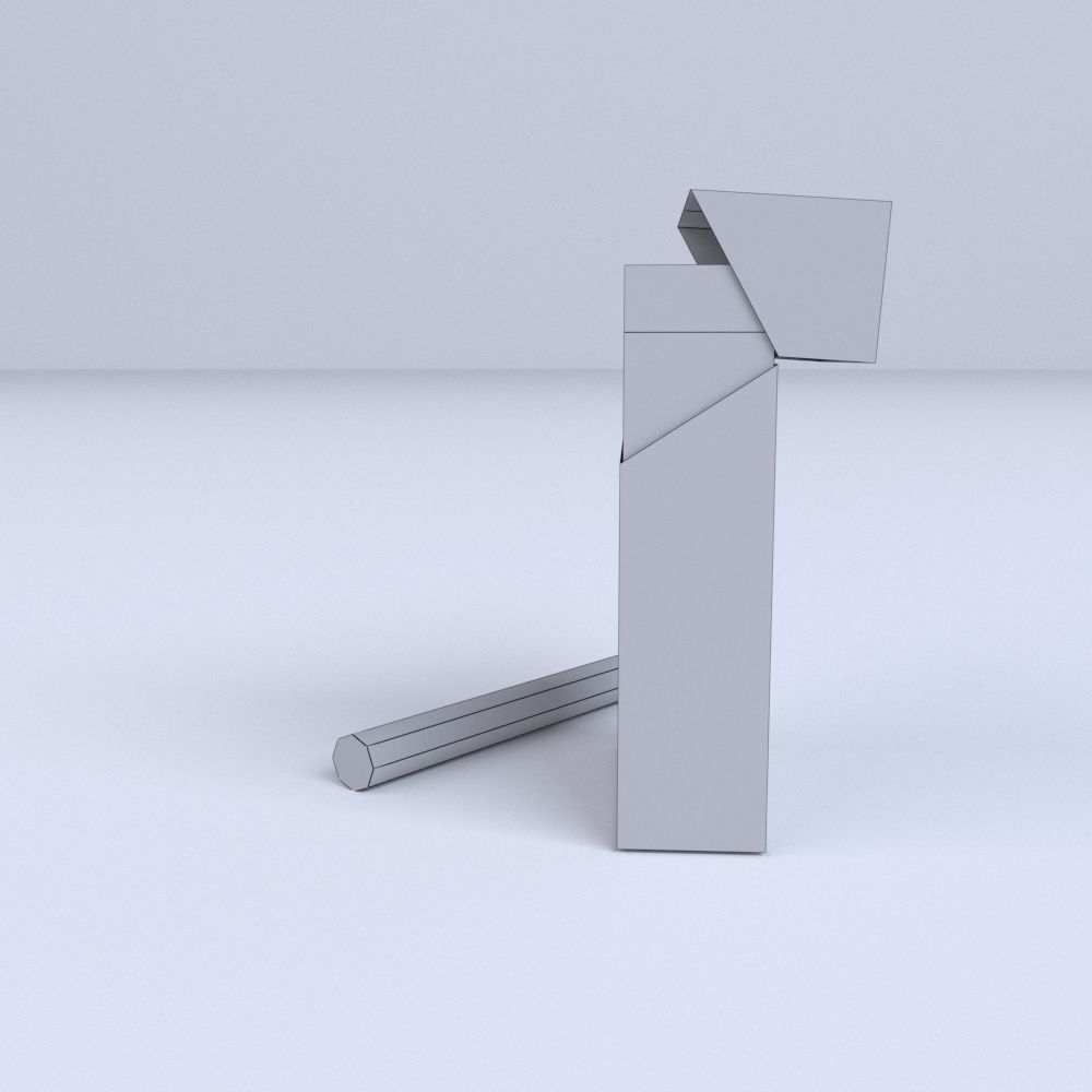 Simple Cartoon Style Cigarette and Cigarette Box Low-poly 3D model_10
