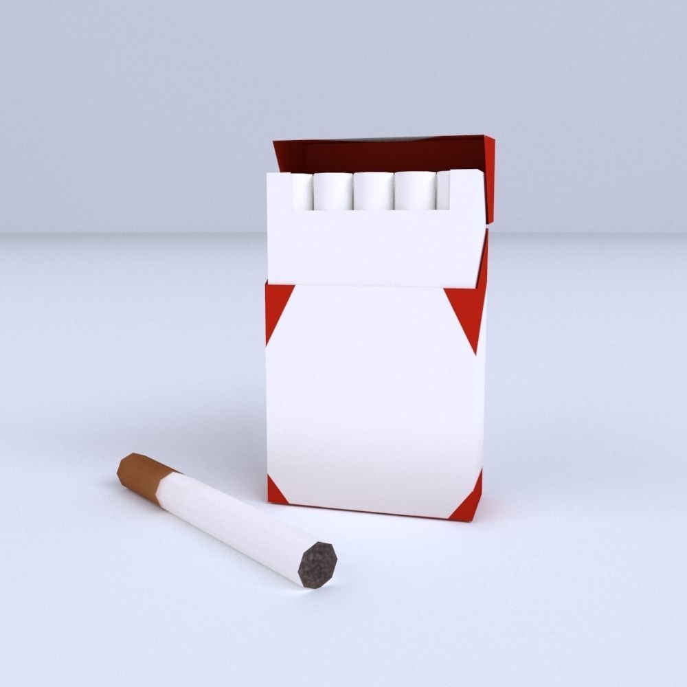 Simple Cartoon Style Cigarette and Cigarette Box Low-poly 3D model_3
