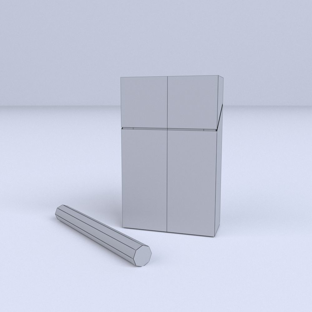 Simple Cartoon Style Cigarette and Cigarette Box Low-poly 3D model_6
