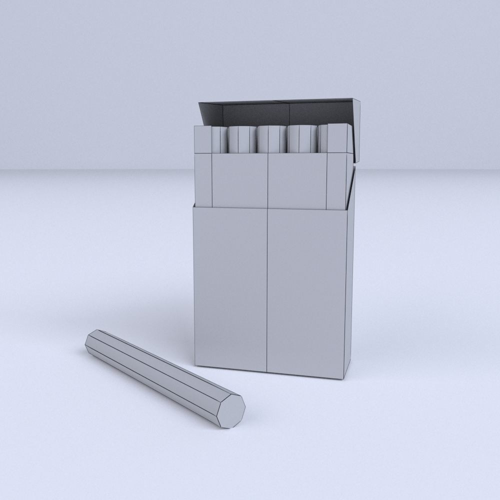 Simple Cartoon Style Cigarette and Cigarette Box Low-poly 3D model_9