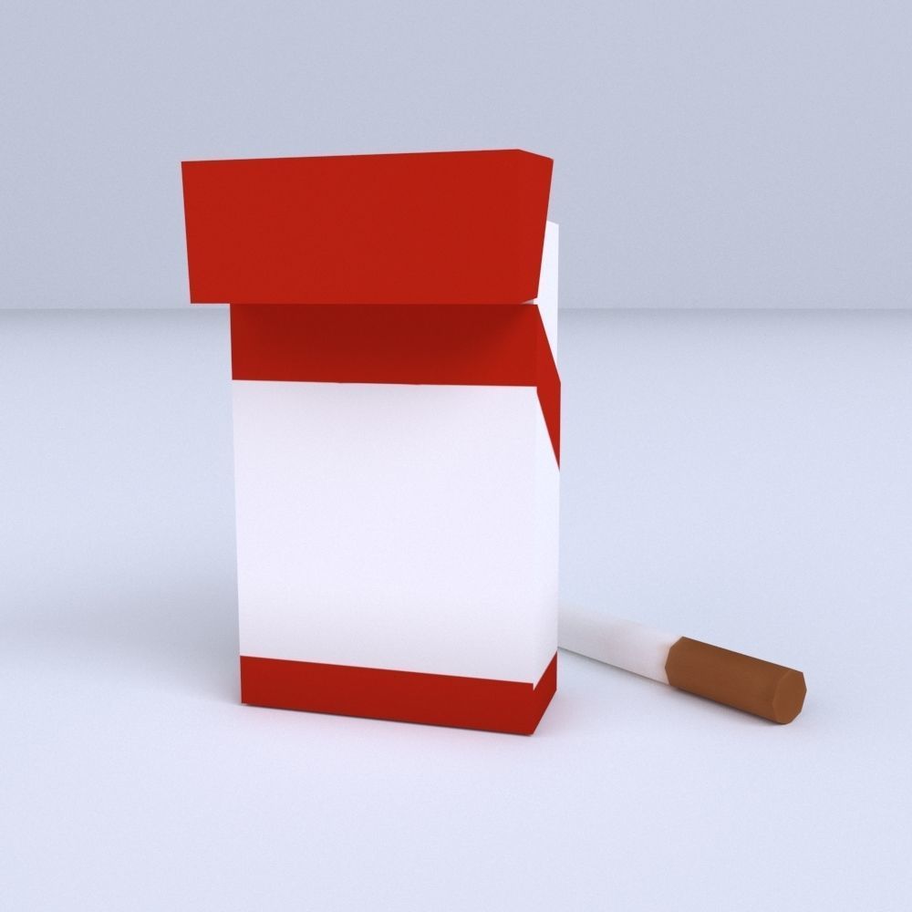 Simple Cartoon Style Cigarette and Cigarette Box Low-poly 3D model_5