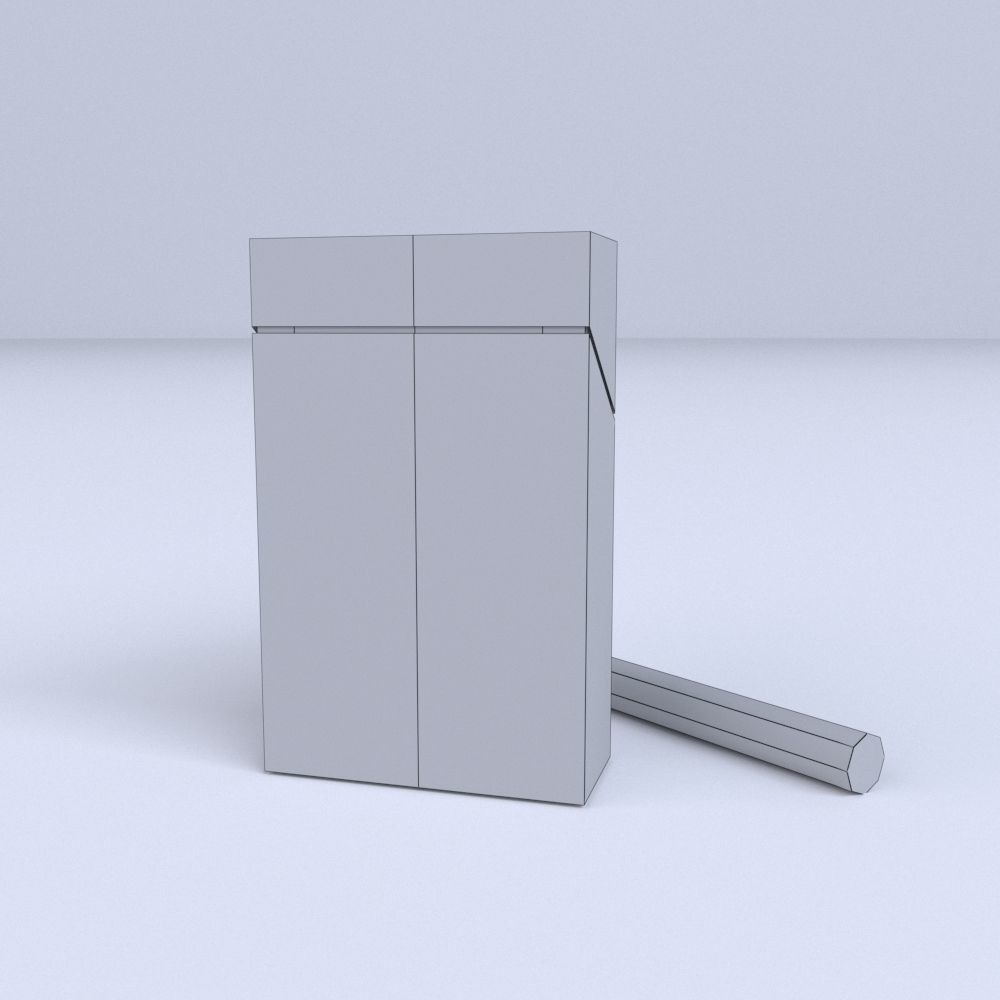 Simple Cartoon Style Cigarette and Cigarette Box Low-poly 3D model_8