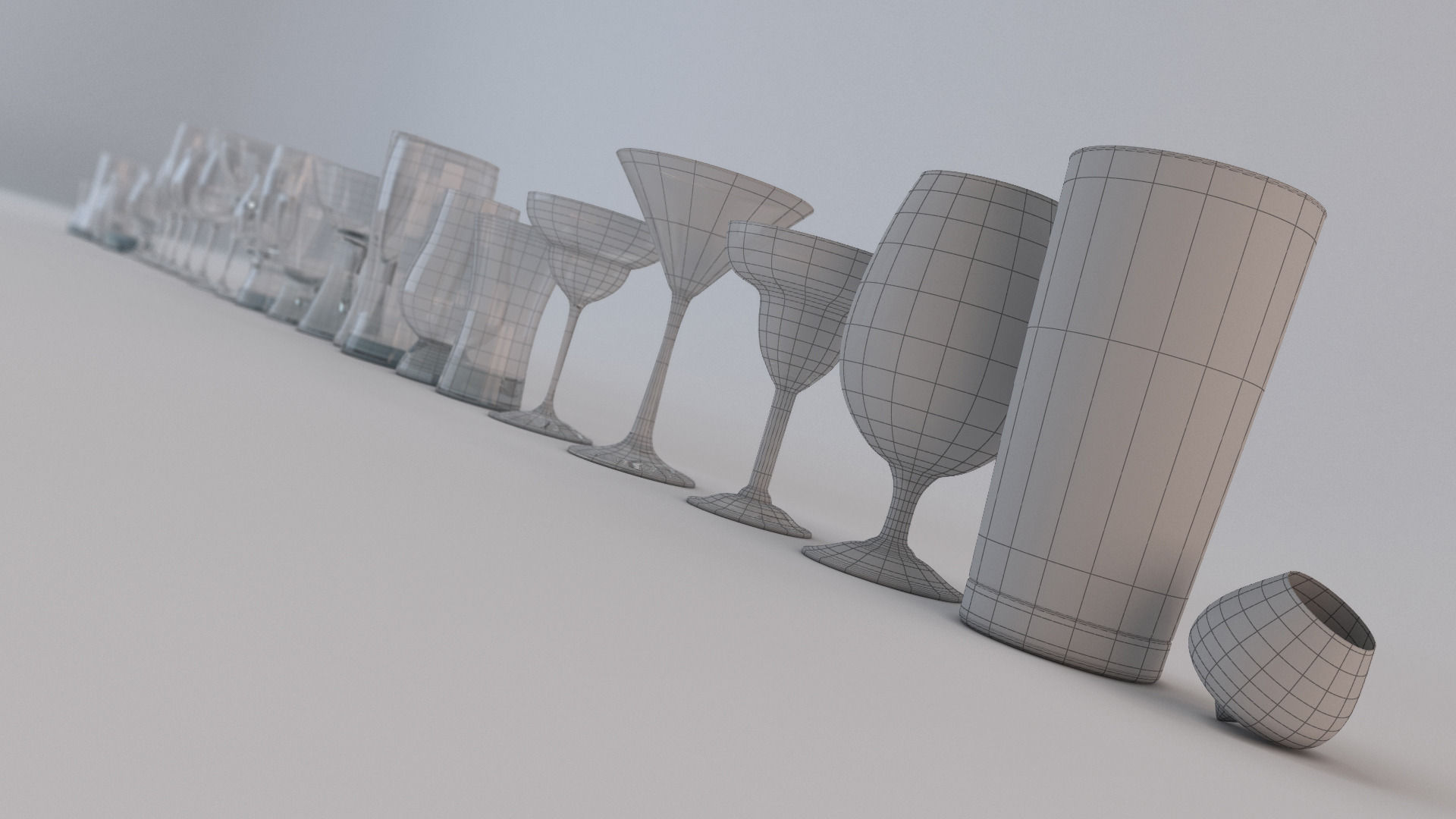 Set Collection of Glass Free 3D model_3