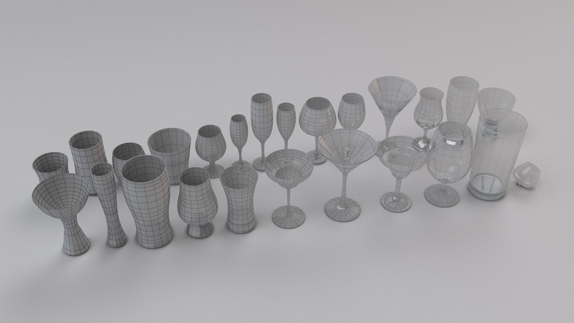 Set Collection of Glass Free 3D model_2