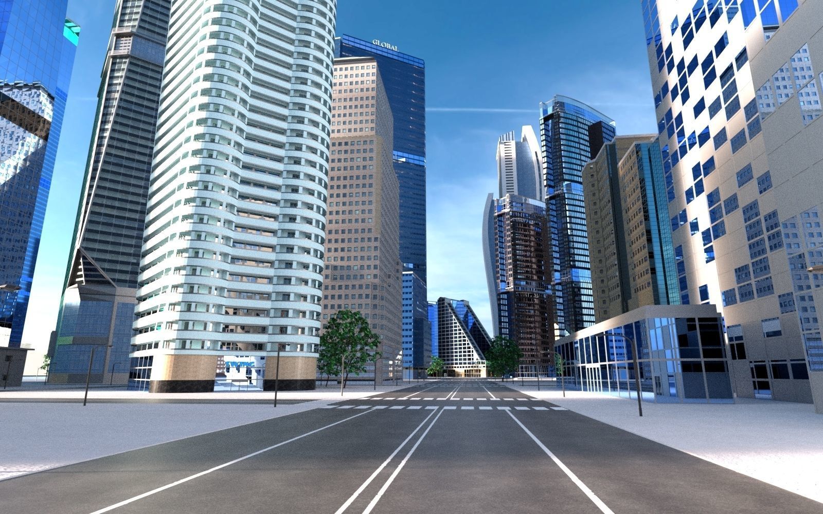 Skyscrapers Pack 01 Low-poly 3D model_11