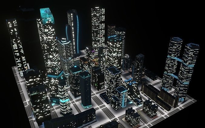 Skyscrapers Pack 01 Low-poly 3D model