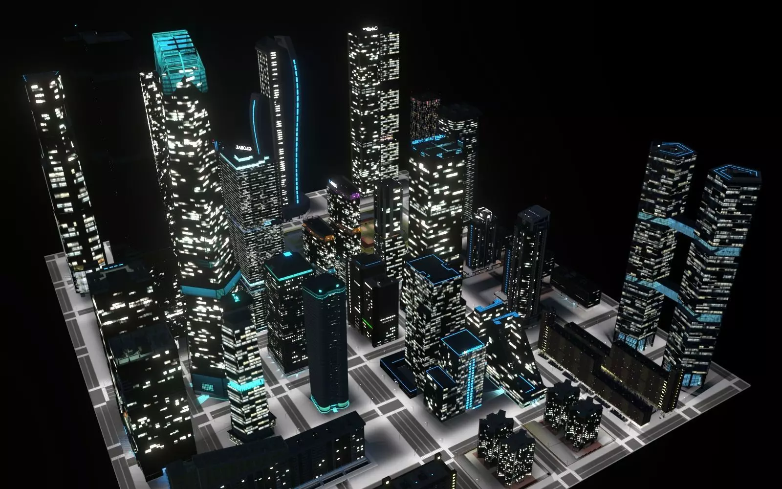 Skyscrapers Pack 01 Low-poly 3D model_0