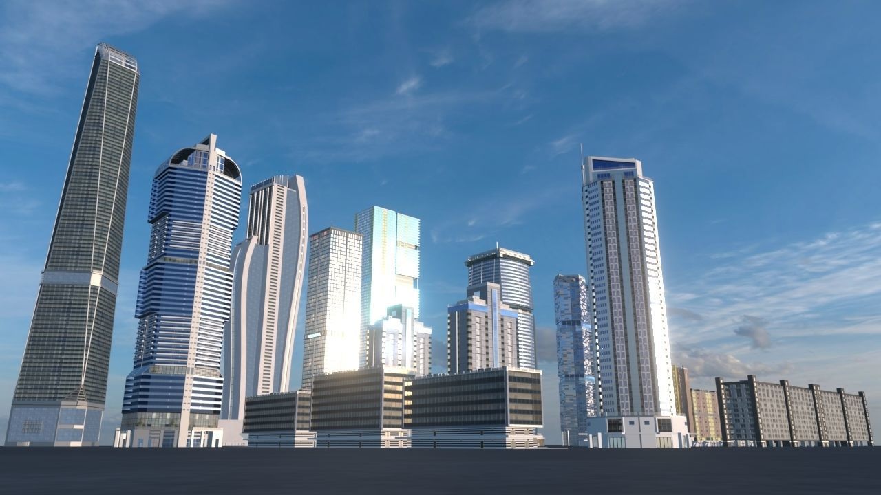 Skyscrapers Pack 01 Low-poly 3D model_10