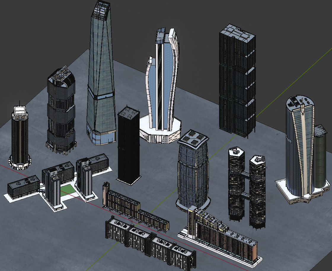 Skyscrapers Pack 01 Low-poly 3D model_14